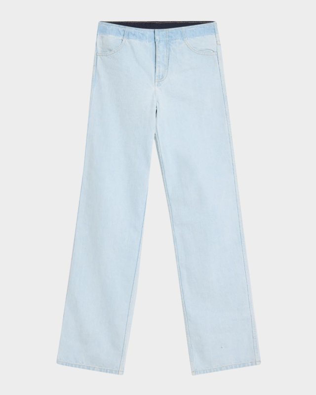 Deconstructed Denim Straight-Leg Jeans